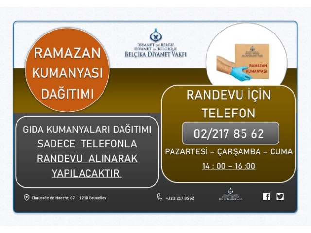 Belçika Diyanet Vakfı Ramazan'da ihtiyaç sahiplerine kumanya dağıtacak