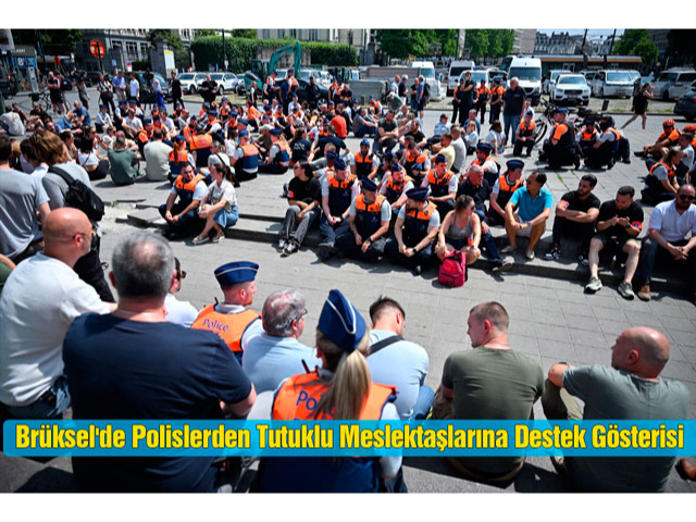 Brüksel'de Polislerden Tutuklu Meslektaşlarına Destek Gösterisi