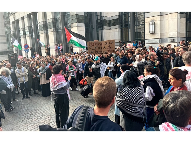Brüksel'de Küresel Sumud Filosu'na saldırı protesto edildi