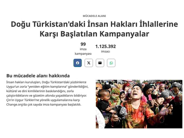 Uygur Türkleri için 1 Milyonun Üzerinde İmza
