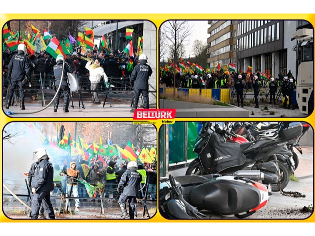 Brüksel polisinden terör örgütü YPG/SDG yandaşlarına sert müdahale