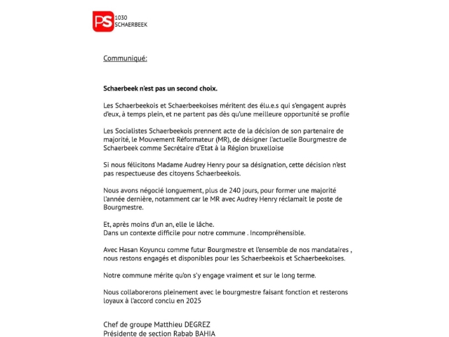 Schaerbeek Sosyalistlerinden Audrey Henry’nin atamasına tepki