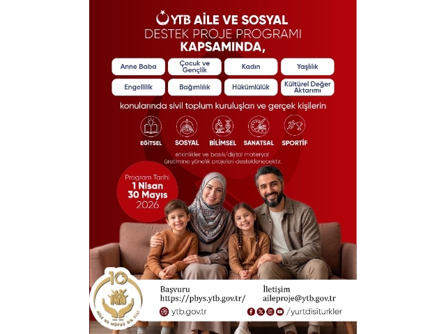 YTB Aile ve Sosyal Destek Proje Programı Başvuruları Başladı