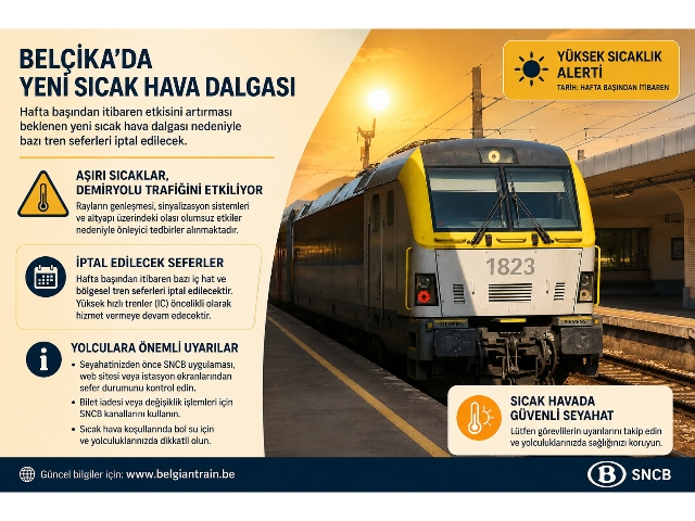 Belçika'da aşırı sıcaklar nedeniyle tren seferleri iptal edilecek