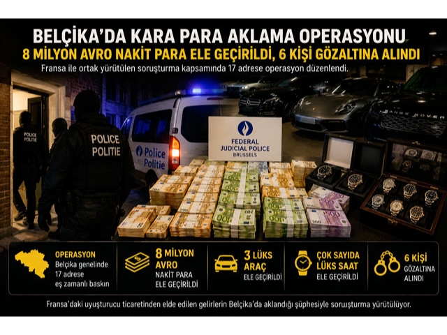Belçika'da kara para aklama operasyonunda 8 milyon avroya el konuldu