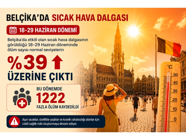 Belçika'da sıcak hava dalgasında ölümler, normal seviyelerin yüzde 39 üzerine çıktı