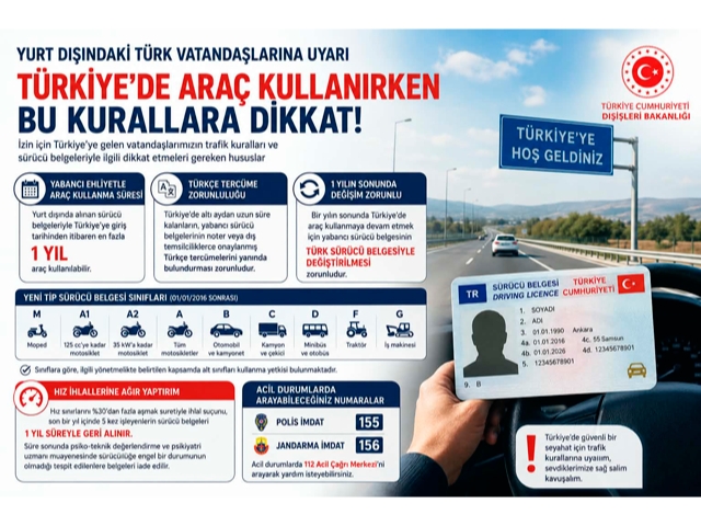 Gurbetçilere Türkiye'de ehliyet ve trafik kuralları uyarısı