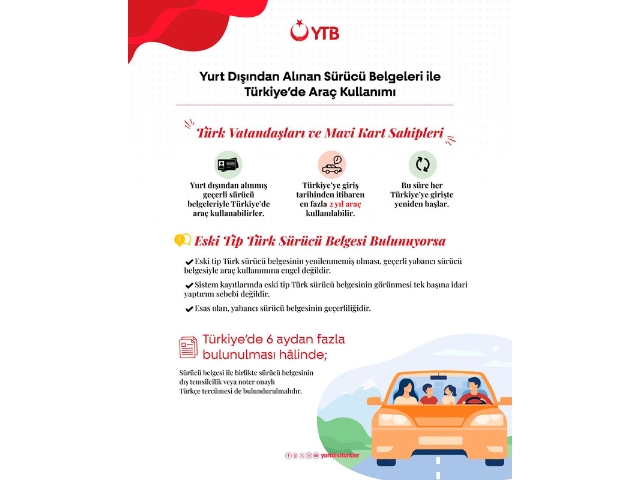 YTB'den yurt dışındaki vatandaşlara sürücü belgesi hatırlatması